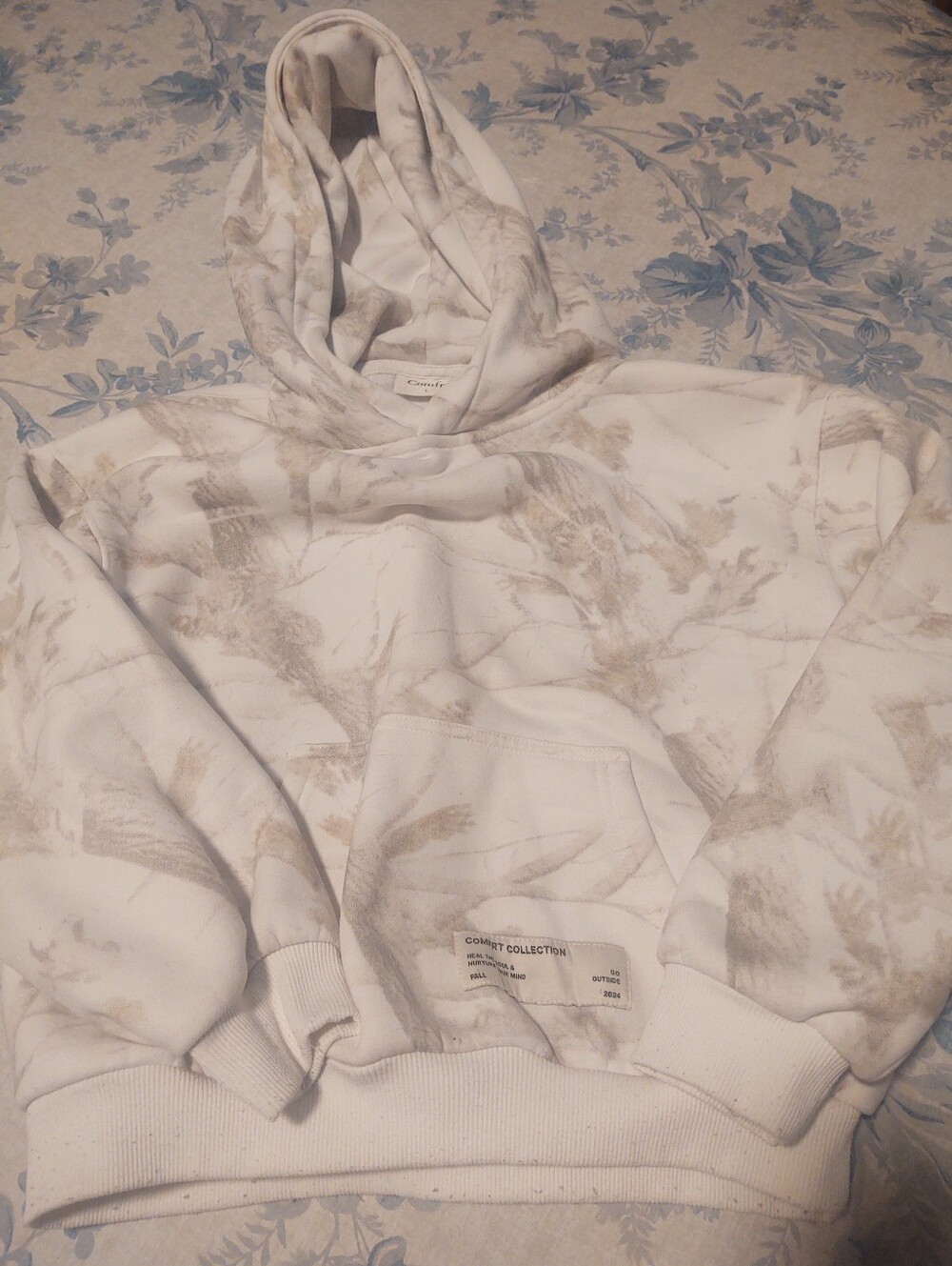 Comfrt Band Kids Camo White & Beige Hoodie Sweater, Kids Large, Size 10-12
